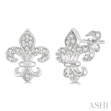 Fleur De Lis Petite Diamond Earrings
